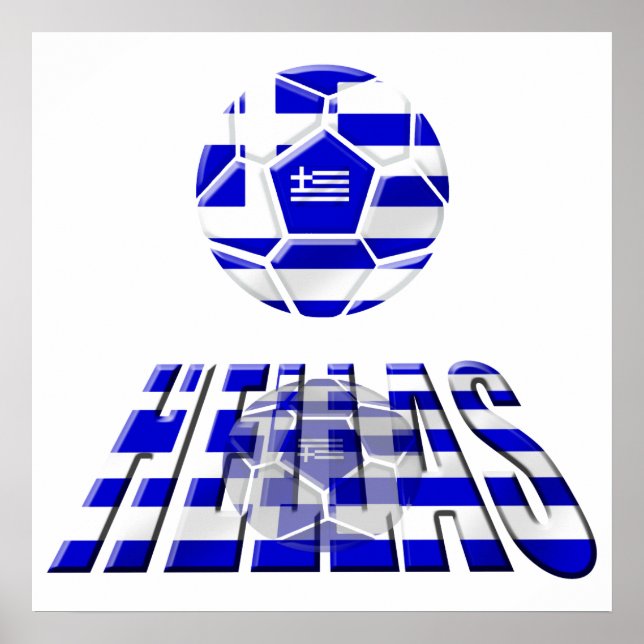 Poster Grèce Soccer Hellas Logo Soccer Ball Dons (Devant)