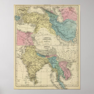 Poster Grèce, Turquie, Perse, Inde