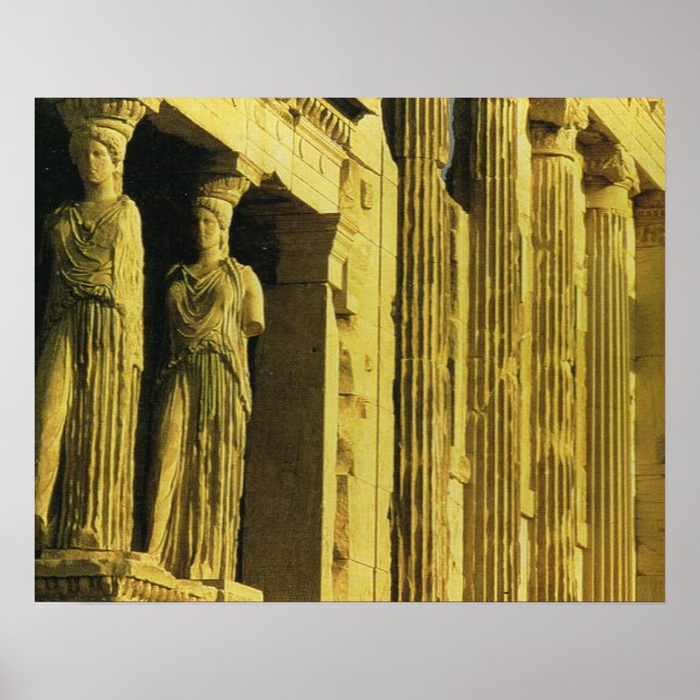 Poster Grèce vintage, Athènes, Acropole, Parthénon (Devant)