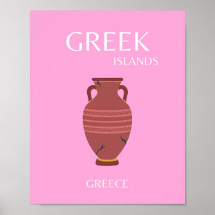 Poster Greece, Travel Art, Preppy, Retro Art, Pink