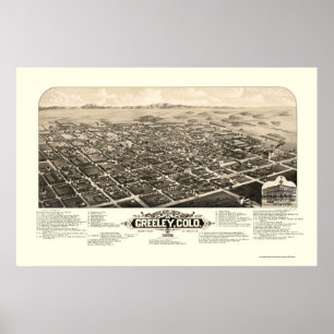 Poster Greeley, CO Carte panoramique - 1882
