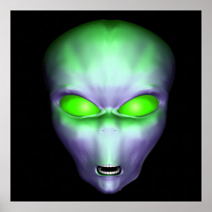 Poster Green Alien Face