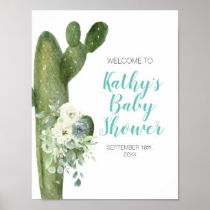 Poster Green Cactus Fleurs blanches Taco 'À propos de l'a