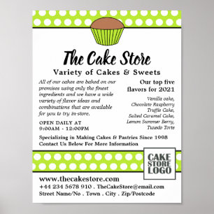 Poster Green Cupcake & Polka Dot, Cake Store Publicité