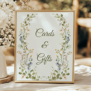 Poster Green Elegant Fleur sauvage de mariage cartes et c