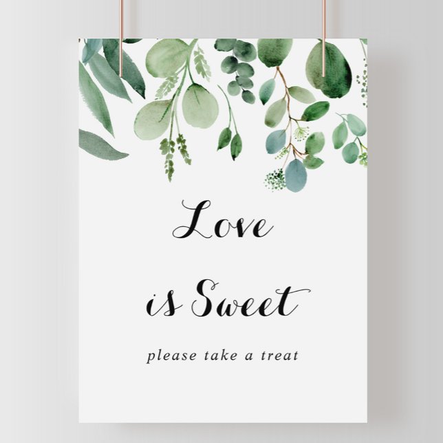 Poster Green Eucalyptus Botanical Love Is Sweet Sign (Créateur téléchargé)
