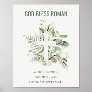 Poster Green Eucalyptus Folift Cross Dieu béni Roman