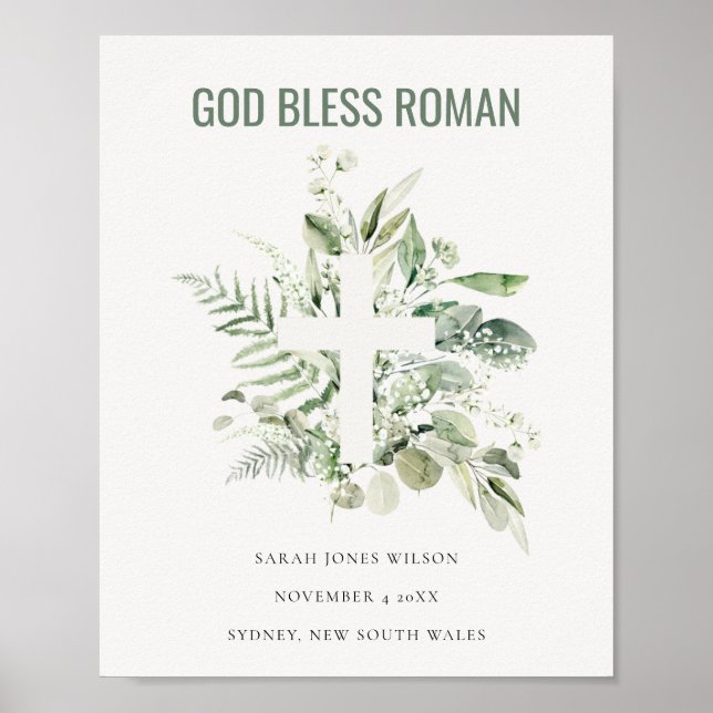 Poster Green Eucalyptus Folift Cross Dieu béni Roman (Devant)