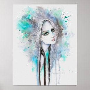 Poster Green Eyed Ghost Abstract Fantasy Portrait