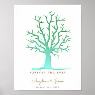 Poster Green Fingerprint Tree Wedding Guest Book