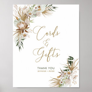 Poster Green & Gold Boho Botanical Wedding Cartes & Cadea