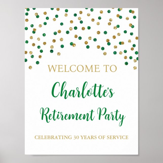 Poster Green Gold Retraite Party 8,5x11 (Devant)