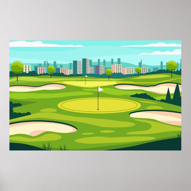 Poster Green Golf Field Design (Devant)