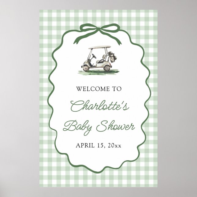 Poster Green Golf New to the Club Baby Shower Welcome (Devant)