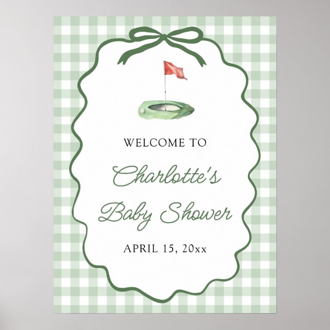 Poster Green Golf New to the Club Baby Shower Welcome (Devant)