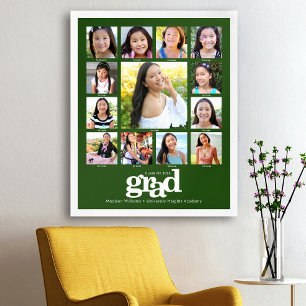 Poster Green Graduation K-12 Photo Collage Bold Modern