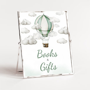 Poster Green Hot Air Balloon Baby shower Livres et cadeau