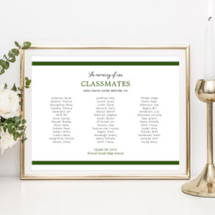 Poster Green In Memory Our Classmates School Reunion