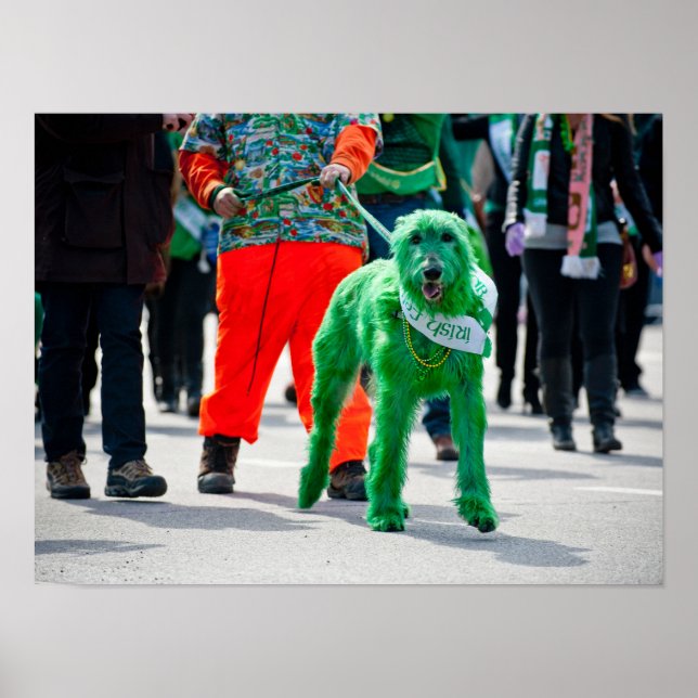 Poster Green Irish Wolfhound Dog St. Patrick's Day Parade (Devant)