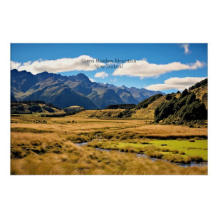 Poster Green Meadow Mountain/IA générée,