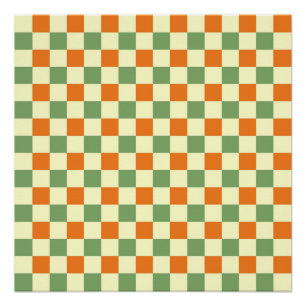 Poster Green Orange Brown À damiers En vichy Motif