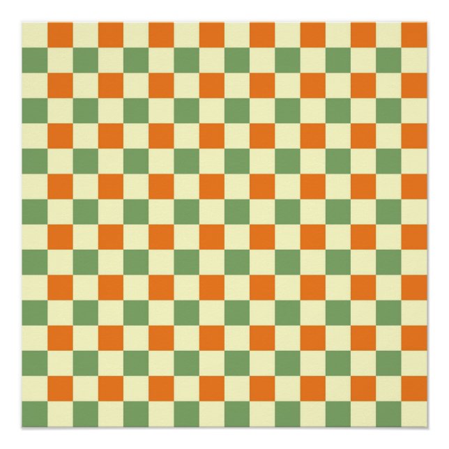 Poster Green Orange Brown À damiers En vichy Motif (Devant)