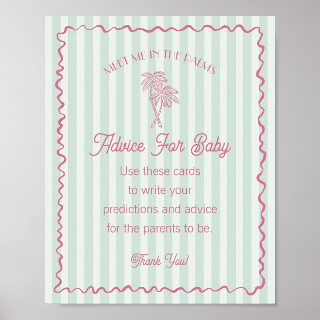 Poster Green Palm Springs Pastel Beach Conseil pour bébé (Devant)