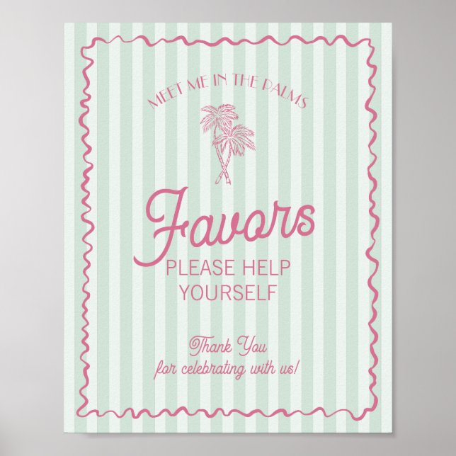 Poster Green Palm Springs Pastel Beach Faveurs (Devant)
