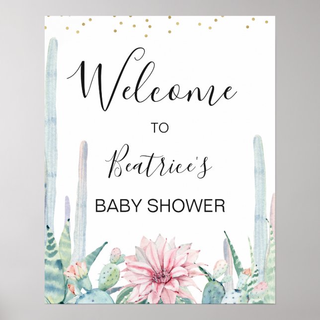Poster Green Pink Taco Bout Un Baby shower Bébé Bienvenue (Devant)