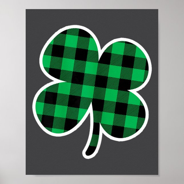 Poster Green Plaid Clover St Patricks Day Women Shamrock  (Devant)