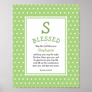 Poster Green Polka Dot Name Blessing Nursery