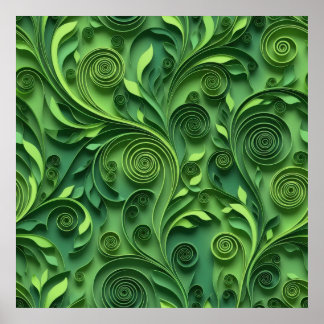 Poster Green Quilling Digital Paper Pattern