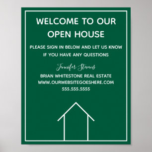 Poster Green Real Estate Company Custom Open House