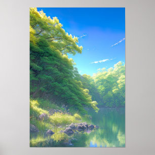 Poster Green Riverbank