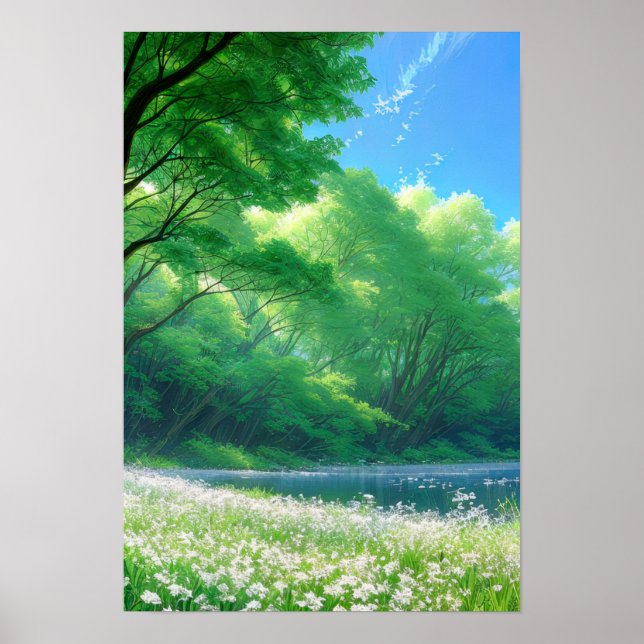 Poster Green Riverbank (Devant)