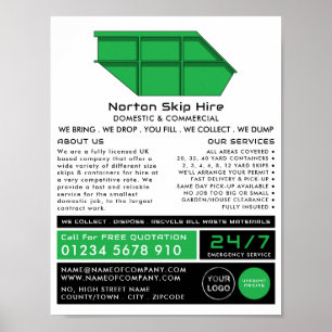 Poster Green Skip, Skip/Dumpster Company Advertising