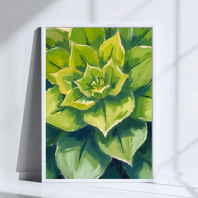 Poster Green Succulent Plant Watercolor Painting (Créateur téléchargé)
