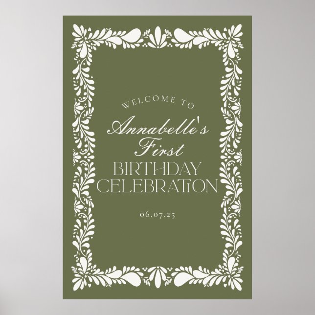 Poster Green Talavera Carrelage Fiesta Anniversaire Fête  (Devant)