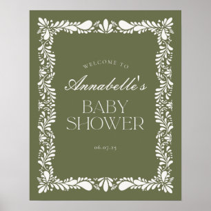 Poster Green Talavera Carrelage Fiesta Baby shower Bienve