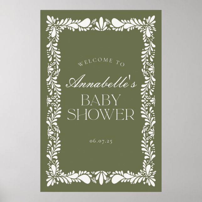 Poster Green Talavera Carrelage Fiesta Baby shower Bienve (Devant)