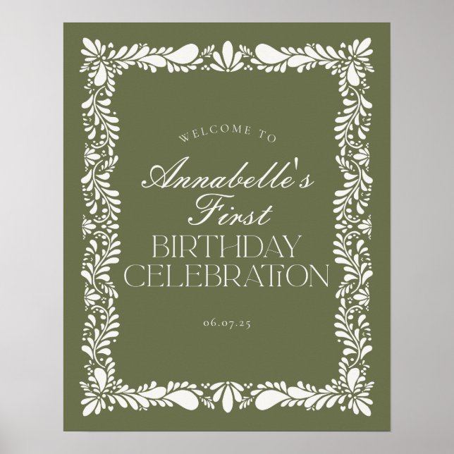 Poster Green Talavera Espagne fête d'anniversaire Bienven (Devant)