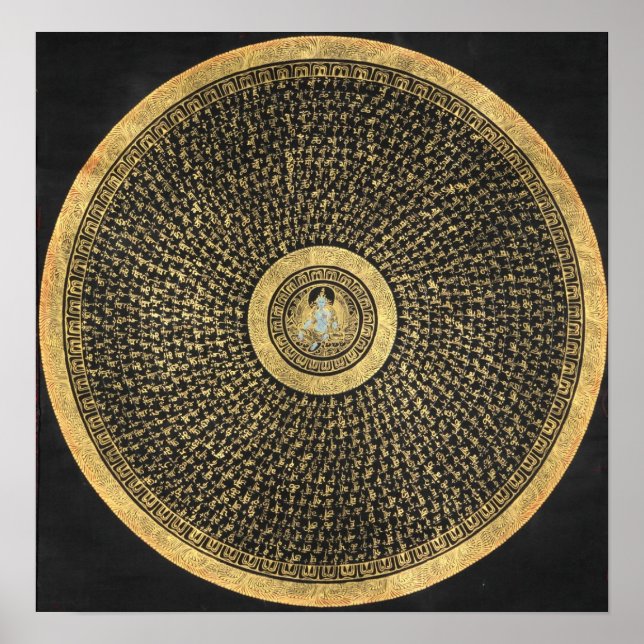 Poster Green Tara Mandala Thangka (Devant)