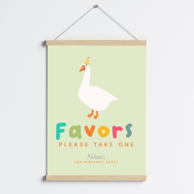 Poster Green Two Silly Goose 2nd Birthday Favor Sign (Créateur téléchargé)