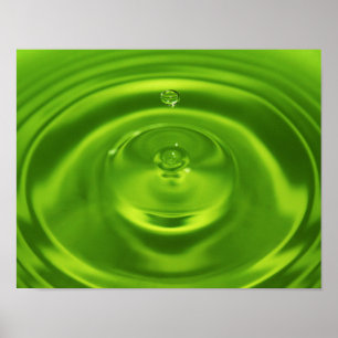 POSTER GREEN WATER RIPPLES DROPS LIQUID BACKGROUNDS WALLP