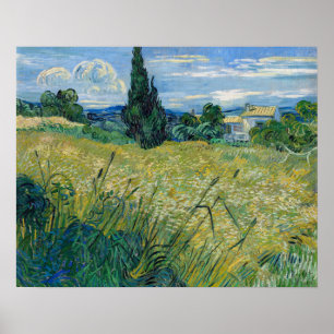 Poster Green Wheat Field with Cypress 1889 par Vincent va
