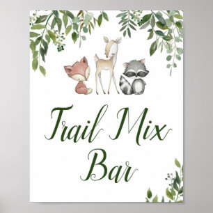 Poster Green Woodland Table Sign - Trail Mix Bar 8x10