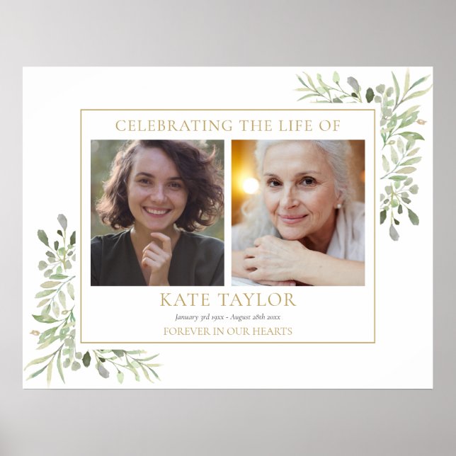 Poster Greenery Funeral Celebration Of Life 2 Photo (Devant)