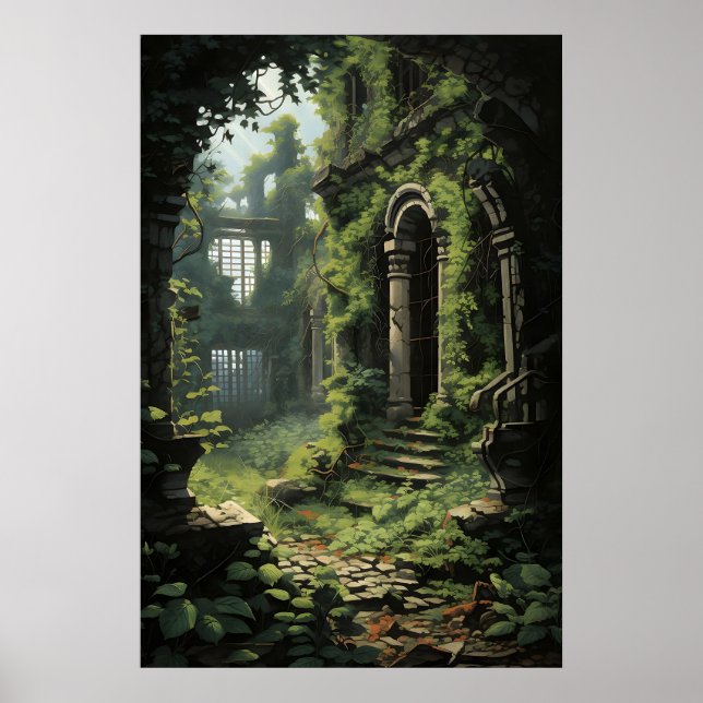 Poster Greenhouse Ivy Fern Print, Dark Academia Botanical (Devant)