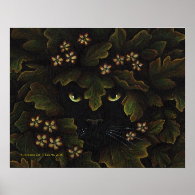 Poster Greenman Black Cat Nature Forest Art (Devant)