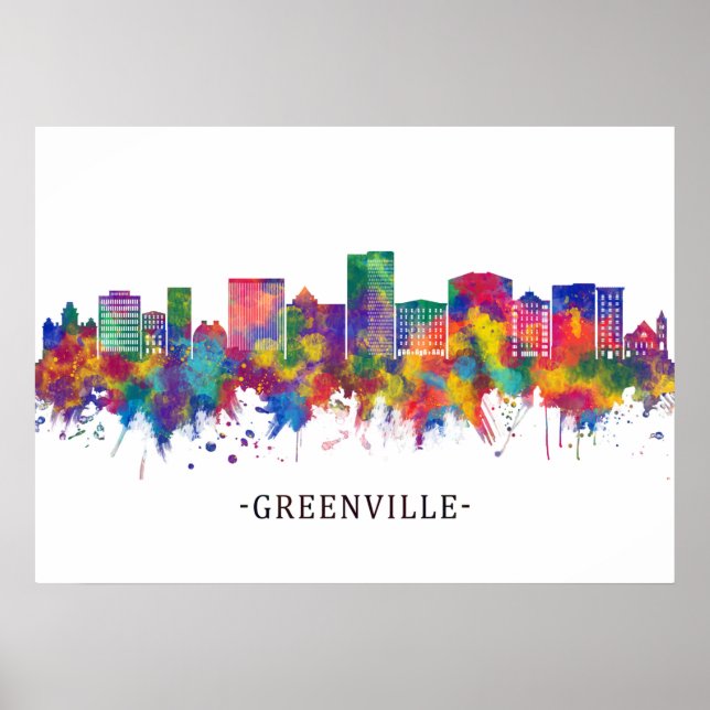 Poster Greenville Caroline du Sud Skyline (Devant)